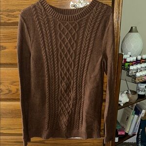 Croft & Barrow Brown Cable Knit Crew Neck Sweater
